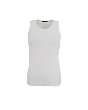 Black Colour Ena Rib Tank Top - White