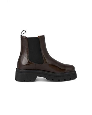 Shoe The Bear 38 Chocolate Sanna Patent Chelsea Boot - Black