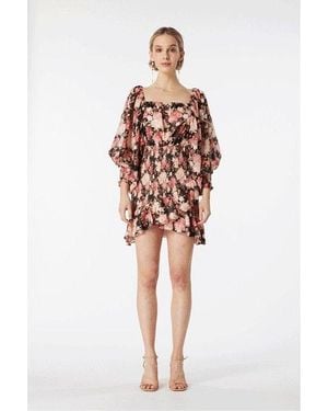 Elliatt Floral Print Occident Dress - Red