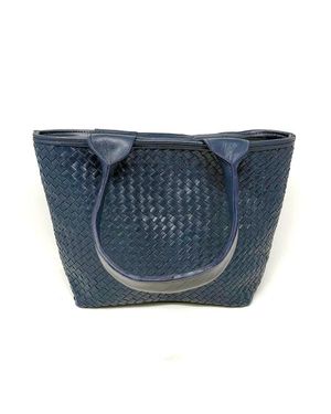 Atelier Marrakech Woven Leather Tote Handbag - Blue