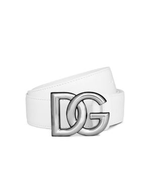 Dolce & Gabbana Dg Logo Leather Belt - White