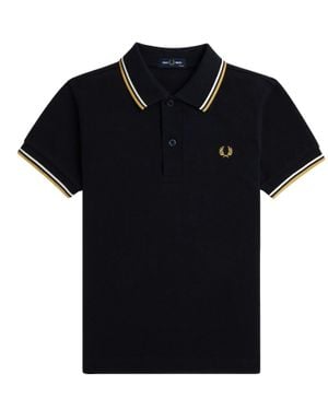 Fred Perry Slim Fit Twin Tipped Polo, & Honeycomb - Black