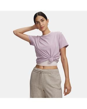 Under Armour Rival Cotton Wash Kurzarm-Oberteil Für Damen Mauve Fog - Lila