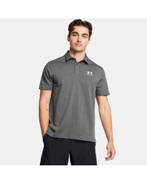 Under Armour Icon Poloshirt Für Herren Castlerock Light Heather Weiß - Grau