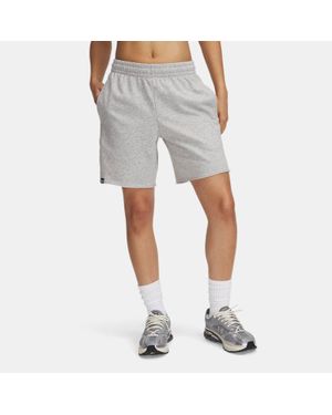 Under Armour Icon Terry Long Damesshorts 20 Cm Mod Grijs Light Heather Wit