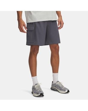 Under Armour Pantalón Corto Vibe Woven Cargo Para Hombre Castlerock Negro - Azul