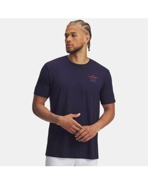 Under Armour Maglia A Maniche Corte Golf Warning Da Uomo Midnight Marino Rosso - Blu