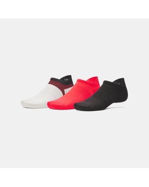 Under Armour Armourdry Run Lite 3-Pack No Show Tab Socks Stone Racer Reflective - Red