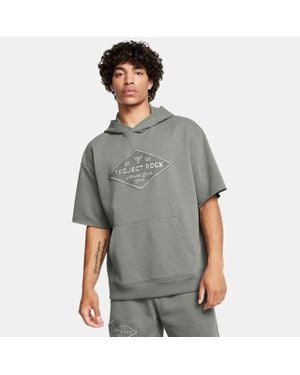 Under Armour Felpa Con Cappuccio A Maniche Corte Project Rock Heavyweight Tools Of The Trade Da Uomo Clay Clay - Grigio