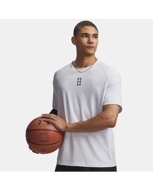 Under Armour Hoops Short Sleeve Shooting Shirt Halo - White