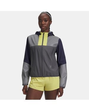 Under Armour Halo Run Damesjack Castlerock Washed Marineblauw Reflecterend - Grijs