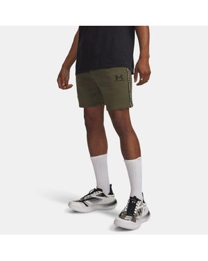 Under Armour Pantalón Corto De 20 Cm (7,75" Icon Fleece Taping Para Hombre Marine Od Negro - Verde