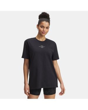 Under Armour Project Rock Campus T-Shirt Für Damen Weiß Clay Hyper Grün - Schwarz