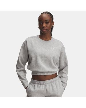 Under Armour Felpa Rival Fleece Piped Da Donna Mod Light Heather Bianco - Grigio