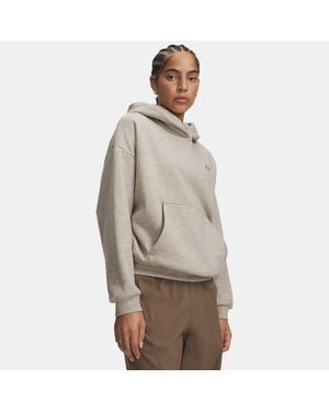 Under Armour Sudadera Con Capucha Icon Fleece Para Mujer Timberwolf Taupe Light Hthr Timberwolf Taupe - Neutro