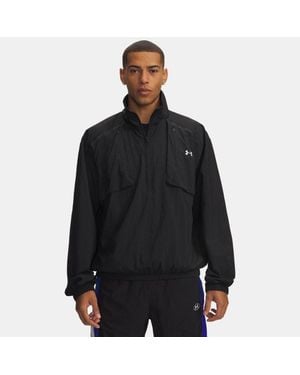 Under Armour Unstoppable Woven Herentop Met Korte Rits Ultimate Zwart Reflecterend
