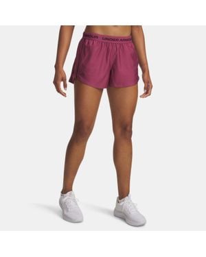 Under Armour Tech Play Up 3" Shorts Fuchsia Dusk Dark - Red