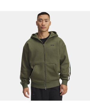 Under Armour Felpa Icon Heavyweight Rib Full Zip Da Uomo Marine Od Bianco - Verde