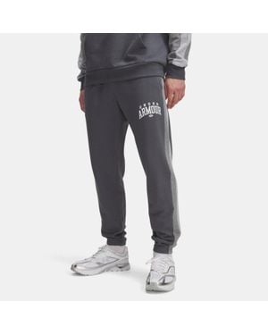 Under Armour Rival Fleece Colorblock Hose Für Herren Castlerock Mod Weiß - Grau