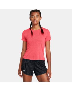 Under Armour Maglia A Maniche Corte Launch Camo Da Donna Racer Riflettente - Rosso
