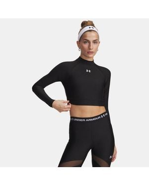 Under Armour Heatgear Kurzes Langarm-Oberteil Mit Stehkragen Für Damen Ultimate Weiß - Schwarz