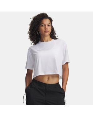 Under Armour Wordmark Crop Short Sleeve - Weiß