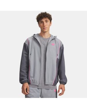 Under Armour Rival Woven Colourblock Jacket Steel Castlerock Frenzy - Grey