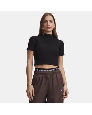 Under Armour Ua Rival Rib Mock Short Sleeve - Black