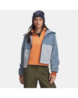 Under Armour Basecamp Fleece Damestop Met Ritssluiting Blauw Wind Blauw Fog Downpour Grijs