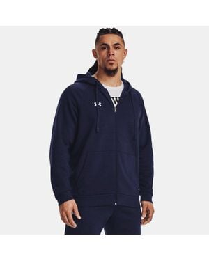 Under Armour Herenhoodie Rival Fleece Met Volledige Rits Midnight Marineblauw Wit