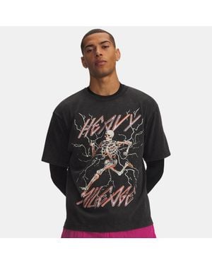Under Armour Hb Run Heavyweight Wash Miles Short Sleeve Ultimate Reflective - Black