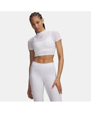 Under Armour Heatgear Elite Crop Mock Short Sleeve Reflective - Grey