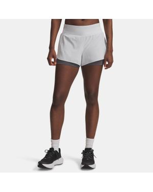 Under Armour Short Deux-En-Un Launch Pro Pour Femme Halo Castlerock Réfléchissant - Gris