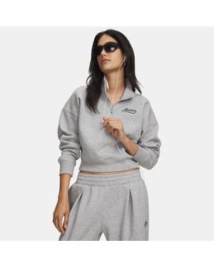 Under Armour Maglia Rival Fleece Varsity ½ Zip Da Donna Mod Light Heather Arden Verde - Grigio