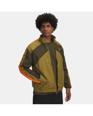 Under Armour Giacca Icon Woven Track Da Uomo Canteen Expedition Bianco - Verde