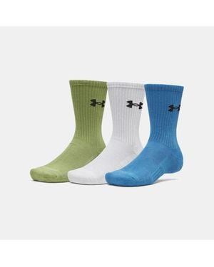 Under Armour Performance Cotton Crew-Socken Im 3Er-Pack, Aegean Halo Grau Schwarz - Grün