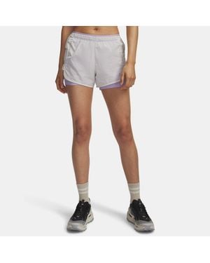 Under Armour Explor Trail Ultra Gevoerde Damesshorts Summit Wit Purper Crest - Blauw