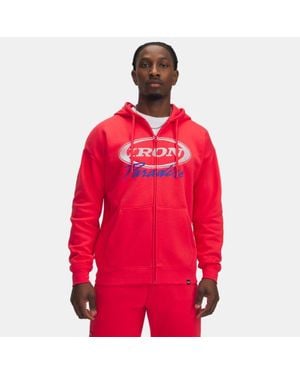 Under Armour Project Rock Icon Fleece Full Zip Lava - Red