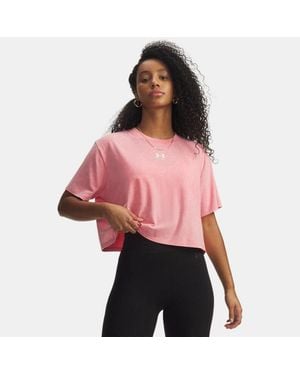 Under Armour Rival Boxy Wash T-Shirt Bittersweet Weiß - Pink