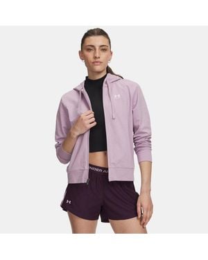Under Armour Parte De Arriba Con Cremallera Completa Sport Terry Para Mujer Mauve Blanco - Morado