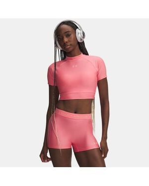 Under Armour Heatgear Crop Mock Short Sleeve Bittersweet Posh - Pink
