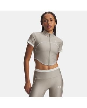 Under Armour Heatgear Short Sleeve Full Zip Timberwolf Taupe Summit - Grey