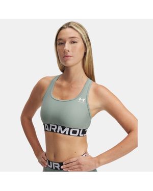 Under Armour Reggiseno Sportivo Heatgear Armour Mid Branded Da Donna Silica Bianco - Blu