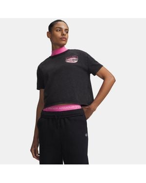 Under Armour Camiseta De Manga Corta Halo Run Heavyweight Wash Tour Para Mujer Ultimate Reflectante - Negro