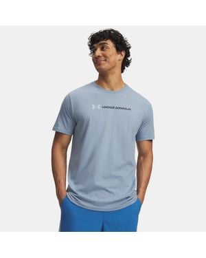 Under Armour Logo Wordmark Short Sleeve Wind Fog - Blue