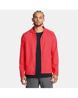 Under Armour Giacca Launch Hooded Da Uomo Racer Nero Riflettente - Rosso