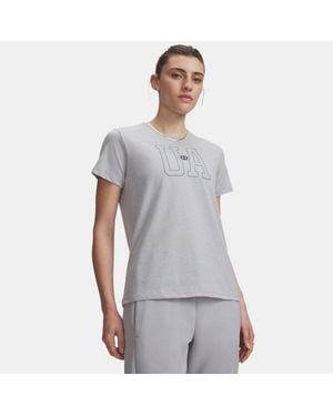 Under Armour Icon Fleece Graphic Short Sleeve Mod Light Heather Castlerock - Grey