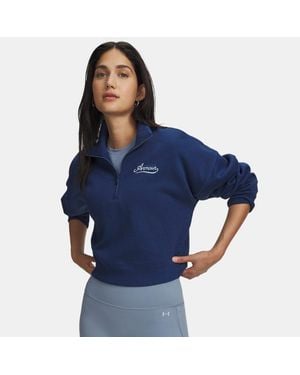 Under Armour Maglia Rival Fleece Varsity ½ Zip Da Donna Neroout Marino Aegean - Blu