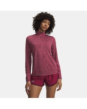 Under Armour Tech Twist Damesitem Met Korte Rits Refresh Mint Wit - Rood