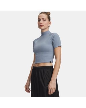 Under Armour Ua Rival Rib Mock Short Sleeve - Blue
